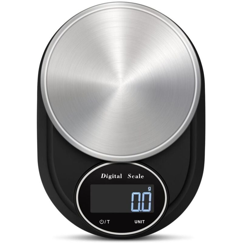 Feiyue - Balance de cuisine numérique 2 kg/0,1 g Acier inoxydable Noir/argent