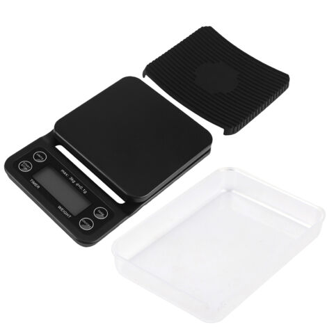 Balance de cuisine numérique 3KG/0.1g avec minuterie pour peser café et aliments, rétroéclairage violet bleuté