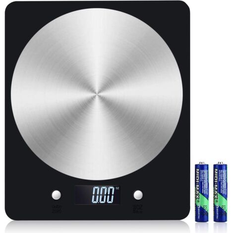 Balance de cuisine numérique, 5 kg (11 lb), avec écran LCD et plateau en acier inoxydable, idéale pour la pâtisserie et la cuisine.-AquaForge