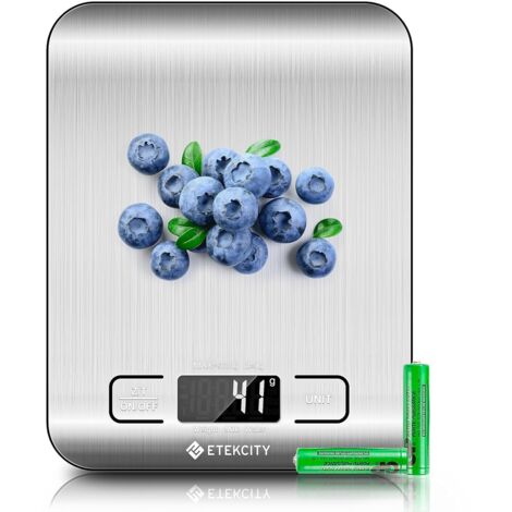 Balance de cuisine numérique 5 kg, balance alimentaire en acier inoxydable avec écran LCD-AquaForge