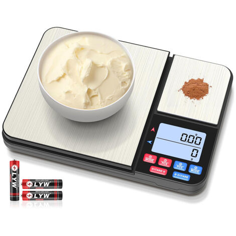 Balance de cuisine numérique avec double plateau de pesée : 10 kg/1 g et 500 g/0,01 g (1 pièce)-AquaForge