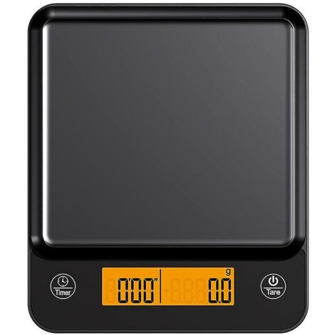 Balance de cuisine numérique avec minuteur, haute précision 3 kg/0,1 g, compacte et dotée d'un affichage LED, rechargeable avec câble de charge USB-C.