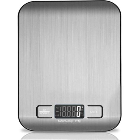 Balance de cuisine numérique, balance de cuisine électronique en acier inoxydable de 5 kg, balance alimentaire élégante et ultra-mince