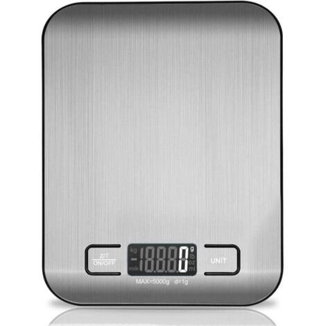 Balance de cuisine numérique, balance de cuisson électronique en acier inoxydable de 5 kg, balance pour aliments ultra-mince