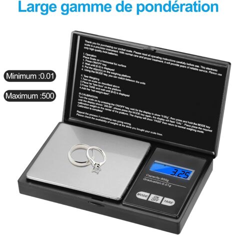 Balance de cuisine numérique de précision 500 g/0,01 g, en acier inoxydable avec écran LCD, idéale pour peser herbes et bijoux.-AquaForge