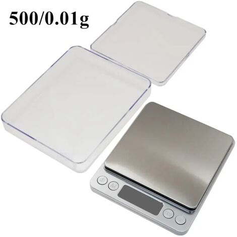 Balance de cuisine numérique de précision 500 g 0,01 g, idéale pour le pesage de bijoux, d'aliments et de produits diététiques. Fonction balance postale. Écran LCD électronique.-AquaForge