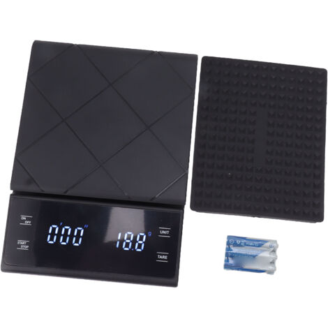 Balance de cuisine numérique étanche 3kg 0.1g avec minuterie tactile pour café, pâtisserie, restaurant - Noir