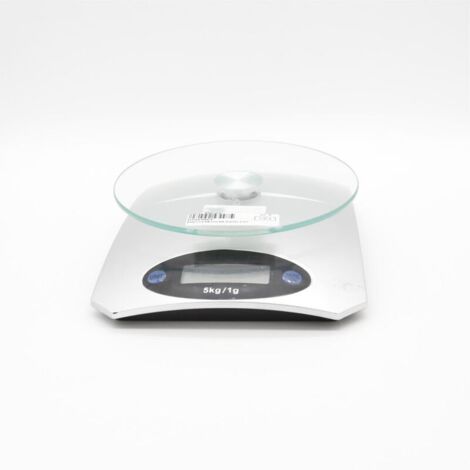 Balance de cuisine numérique gris argenté, balance de précision 20 x 15 cm avec plateau en verre