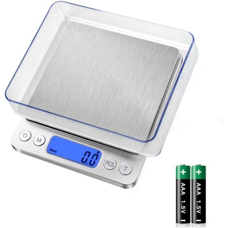 Balance de cuisine numérique, mini balance alimentaire, capacité 3 kg/0,1 g, étanche, écran LCD, acier inoxydable.-AquaForge