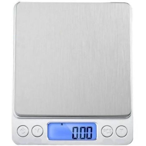Balance de cuisine numérique mini de poche en acier inoxydable, balance électronique de précision for bijoux, pesée au gramme près (0,01 g / 500 g)