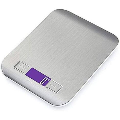 Balance de cuisine numérique multifonctionnelle Piao en acier inoxydable avec écran LCD, 5 kg/11 lbs, couleur argent.-AquaForge