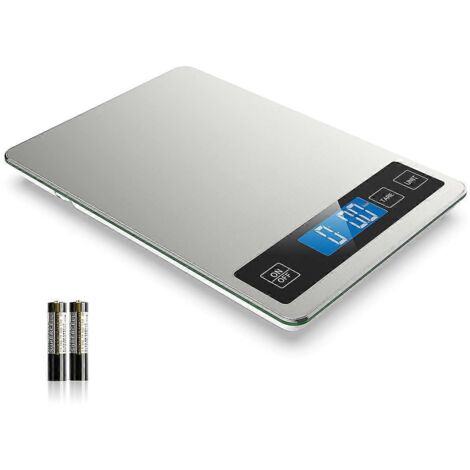Balance de cuisine numérique, pesée en grammes et en onces, précision au 1 g/0,1 oz, acier inoxydable et verre trempé.-AquaForge