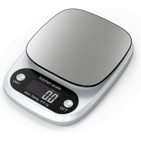 Balance de cuisine numérique professionnelle avec écran LCD et fonction tare, couleur argent-AquaForge
