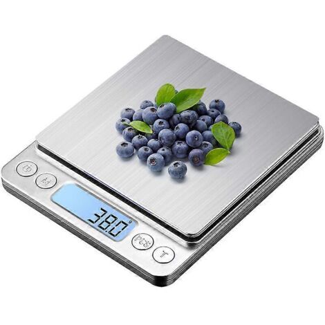 Balance de cuisine numérique rechargeable USB 3 kg/0,1 g, balance de pâtisserie numérique de précision, plateau de pesée en acier inoxydable, fonction tare-AquaForge