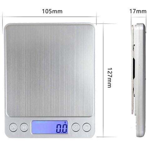 Balance de cuisine numérique rechargeable USB, haute précision 3 kg/0,1 g, plateau en acier inoxydable.-AquaForge