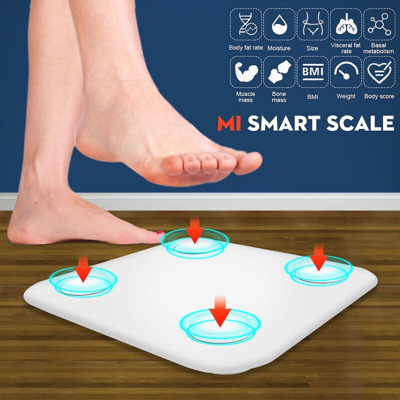 Balance de graisse corporelle intelligente d'origine Xiaomi Bluetooth 4.0 led avec écran led Hidde n avec outils de poids d'analyse de données imc