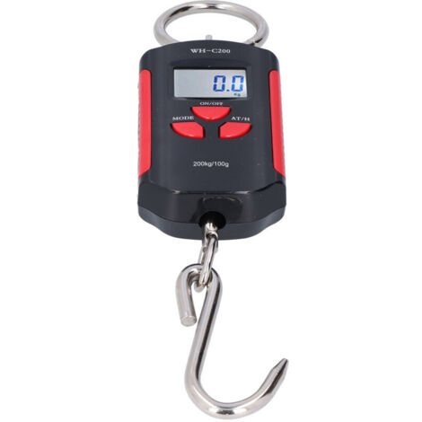 Balance de grue 200KG crochet de pondération suspendu robuste Steelyard rétro-éclairage électronique Portable HD (rouge noir)