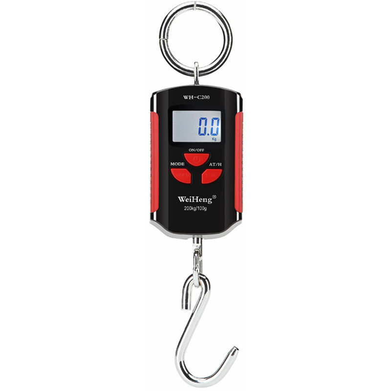 Balance de grue électronique portable, balance à bagages, plage de mesure précise 200 kg/100 g crochet en acier inoxydable audacieux, cadre rouge