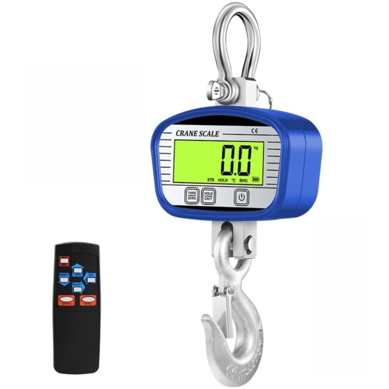 Bilancia industriale a gru da 1000 kg/2200 libbre, display LCD digitale preciso a 0,1 kg, funzione di memorizzazione del valore massimo,
