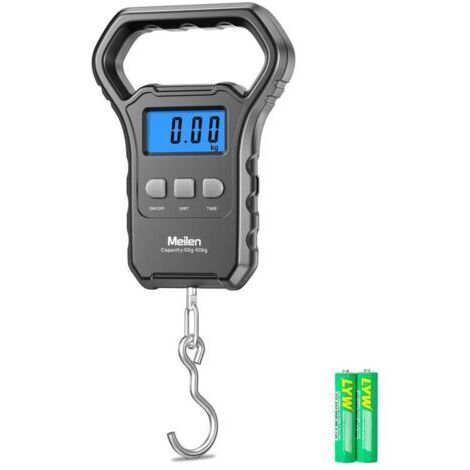 Balance de Pêche, 110lb/50kg Balance à Bagages Suspendue avec écran LCD Rétro-éclairé, pour Valise avec Grande Poignée, Balance Postale Numérique