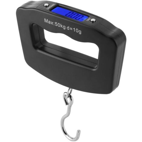 Balance de pêche numérique Balance de bagages 110LB/50KG Balance de poids numérique électronique, crochet de suspension portable/grand écran LCD rétro-éclairé/pour cuisine, pêche,nourriture,expéditi