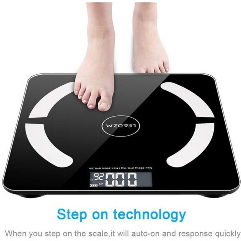Balance de pesée numérique intelligente Bluetooth Balance de graisse corporelle App OKOK Noir