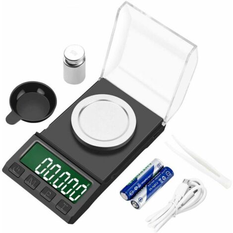 Balance de Poche de Precision, 50g/0.001g Balance de Précision Balances de Bijoux, Balance Numérique Portable Avec Écran LCD, Avec Un Poids D'étalonnage, Pincettes, Batterie