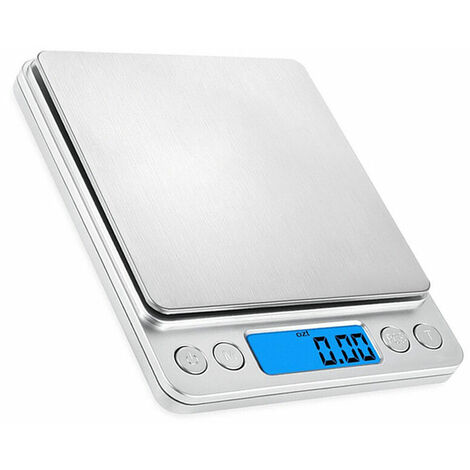 Balance de Précision 0,01g, 500g/0.01g Balance de Cuisine, Balances de Bijoux avec Fonction Tare et Compte, Balance de Poche avec Écran LCD Rétroéclairé (Acier Inoxydable&Argent)