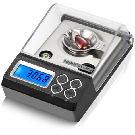 Balance de précision 20 g/0,001 g, bijoux de poche à l'échelle du milligramme avec pince d'étalonnage et plateau de pesée