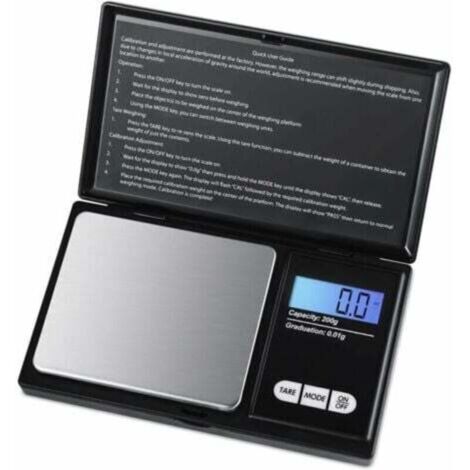 Balance de précision 200 g / 0,01 g – Écran LCD rétroéclairé, fonction tare intégrée, design compact noir
