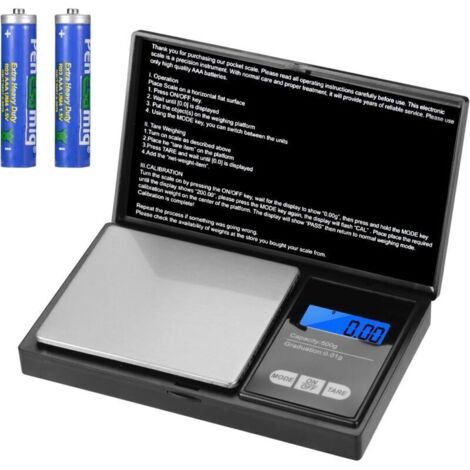 Balance de Precision 500g/0.01g, Balance Alimentaire de Cuisine Petite Mini Balance Milligramme Balance de Poche de Bijoux, Matières Médicinales, Poudre, Grains de Café