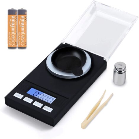 Balance de précision au milligramme 50 x 0,001 g pour bijoux, balance de cuisine avec sac, pince à épiler et plateau de pesée-AquaForge