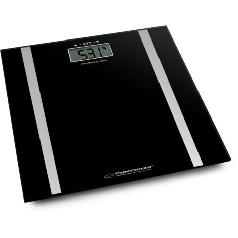 Balance de salle de bain EBS013K FIT NOIRE, en verre, numérique