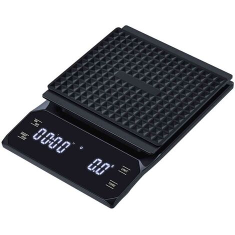 Balance digitale de cuisine étanche tactile 3kg 0.1g, avec minuterie. Pour café, pâtisserie, boutique - noir.