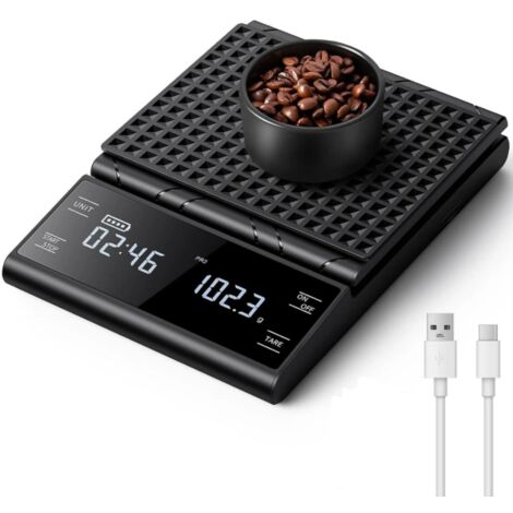 Balance électronique à café avec minuterie, balance à expresso rechargeable, précision de 5 kg/0,1 gramme, pour expresso et café filtre.