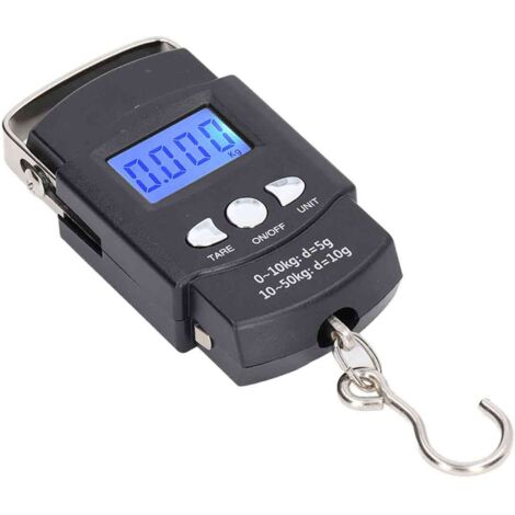 Balance électronique à hameçons avec écran LCD numérique, 50 kg, à suspendre, avec mètre ruban dissimulé de 1 mètre.