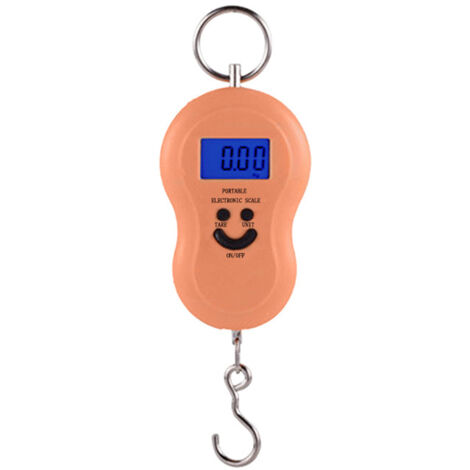 Balance électronique, capacité 50 kg, balance électronique portable à crochet, balance à main (orange)
