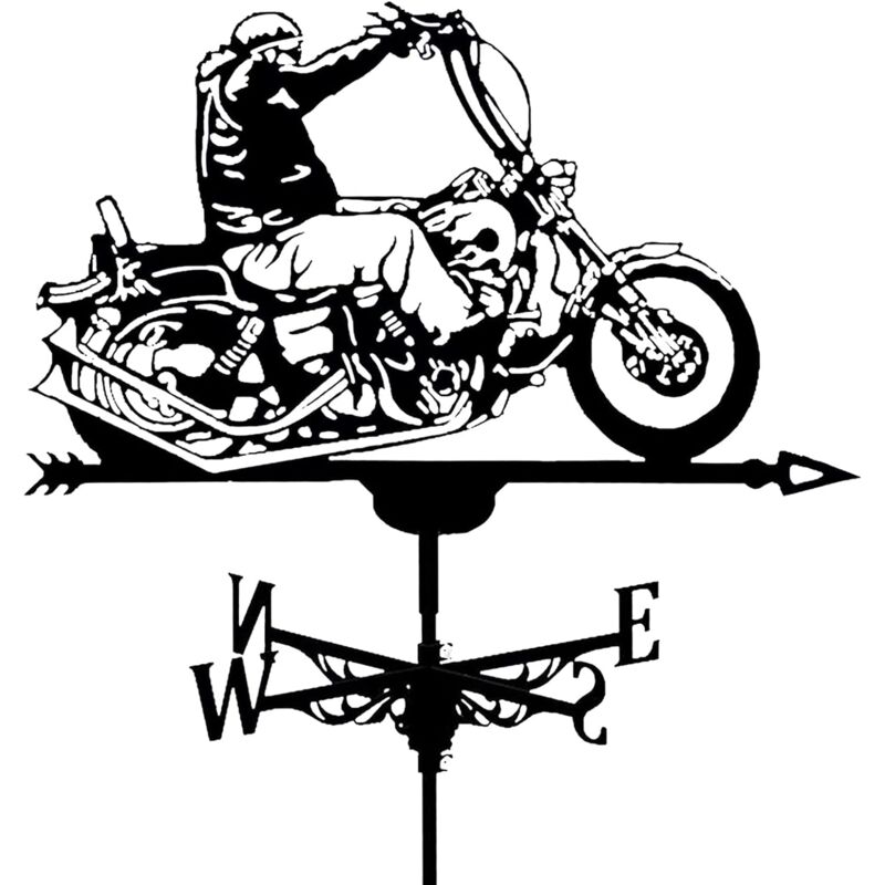Girouette extérieure, métal ferronnerie, girouette moto, noir