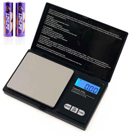 Balance électronique de précision pour bijoux, 200 g, précision de 0,01 g, de poche