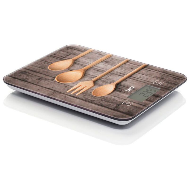 Laica - Balance électronique, balance de cuisine, design en bois, cuillères 10 kg.
