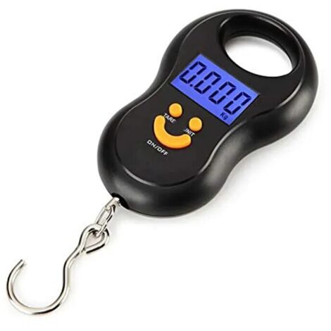 Balance électronique noire à suspendre 50kg 10g LCD rétro-éclairage balance numérique poids de pêche balance de poche balance à bagages