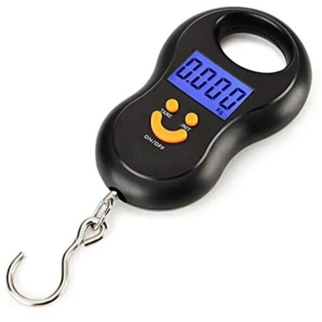 Balance électronique noire à suspendre 50kg 10g LCD rétro-éclairage balance numérique poids de pêche balance de poche balance à bagages