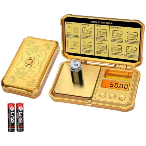 Balance électronique - Or 200 g 0,01 g (Veuillez préciser « piles incluses » lors de votre commande)