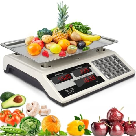 Balance électronique professionnelle, Ultrixe, 40 kg/5g, Balance de cuisine avec écran LCD et plat en acier inoxydable, idéale pour la nourriture, la cuisine, le commerce, la batterie rechargeable