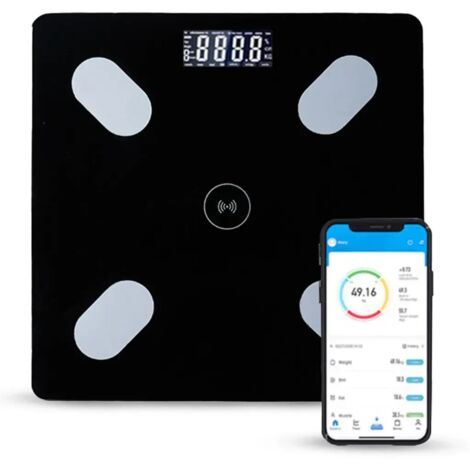 Balance impédancemètre, pèse-personne électronique avec application, Bluetooth, mesure la masse grasse, l'IMC, le poids et la masse musculaire, capacité maximale 180 kg - DATASCALE