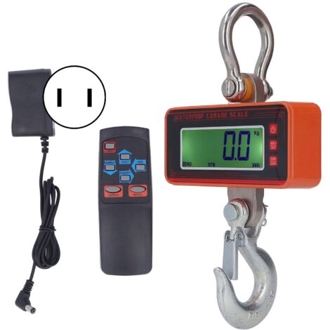 Balance industrielle électronique orange 1500KG 3000LB, écran LCD, étanche, sans fil, prise US 100‑240V, pèse‑suspension