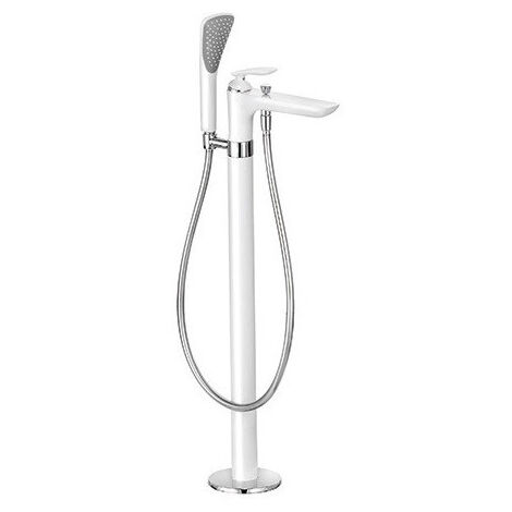 Balance mitigeur bain-douche pour baignoire isolée chromée blanc