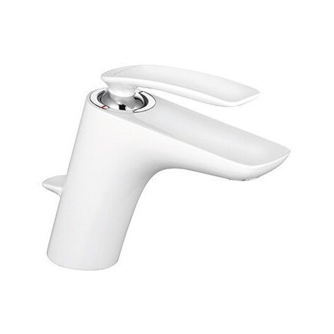 Balance mitigeur de lavabo chromée blanc