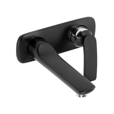 Balance mitigeur de lavabo mural à encastrer 2 trou s, 180 mm, noir mat chromée
