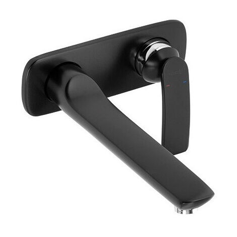Balance mitigeur de lavabo mural à encastrer 2 trou s, 230 mm, noir mat chromée